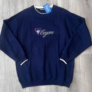 Disney Navy Blue Eeyore Sweatshirt with White Trim